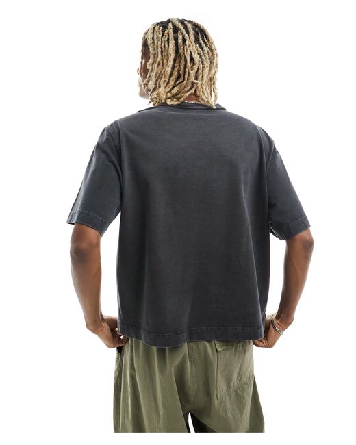 T-shirt corta pesante premium lavaggio acido di Abercrombie & Fitch in Black da Uomo
