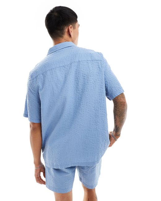 ASOS – kurzärmliges oversize-hemd im 90er-stil in Blue für Herren