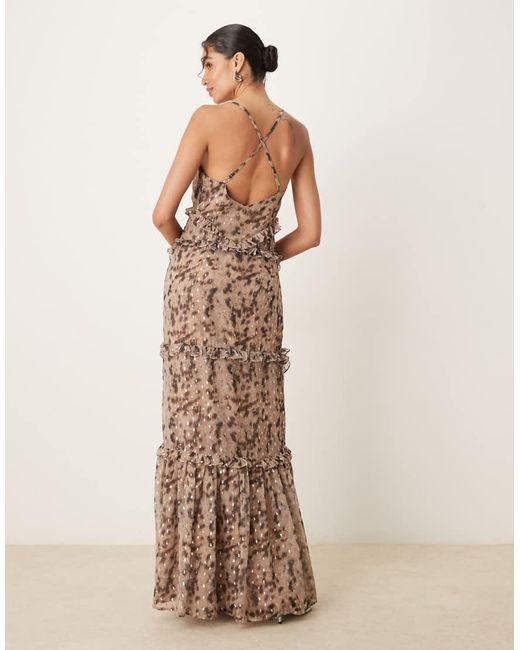 ANAYA Orange Leopard Print Strappy Cross Back Maxi Dress