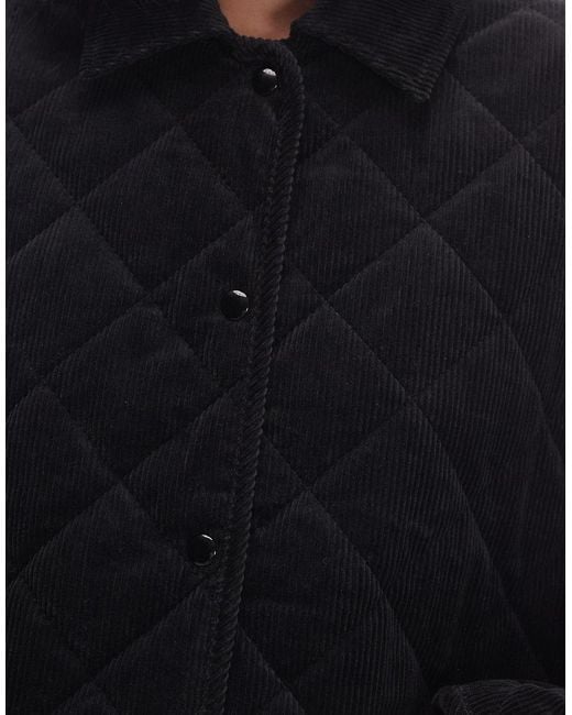 ARKET Black Quilted Corduroy Oversized Jacket With Contrast Collar