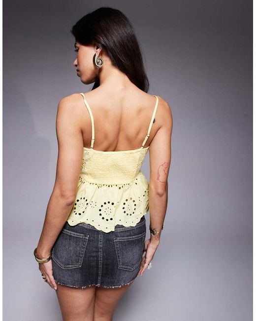 River Island Blue Broderie Peplum Cami
