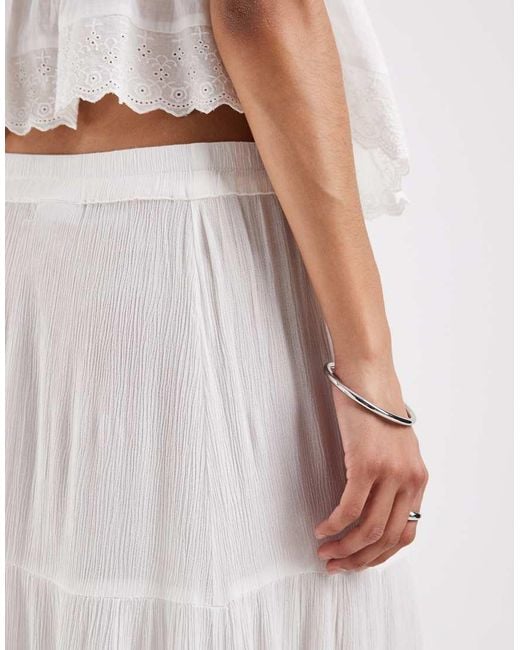 ONLY White Tiered Maxi Skirt