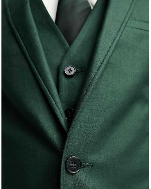 ASOS Green Super Skinny Linen Mix Suit Jacket for men