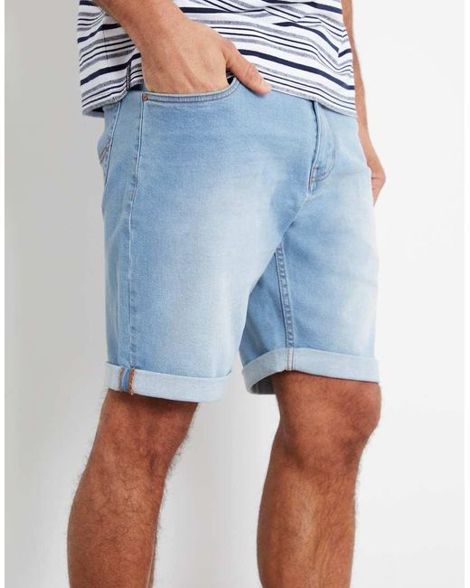 Threadbare Blue 'Edmonton' Turn Up Denim Shorts for men