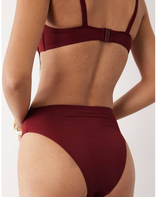 ASOS Red Martina Azores High Leg High Waist Bikini Bottom