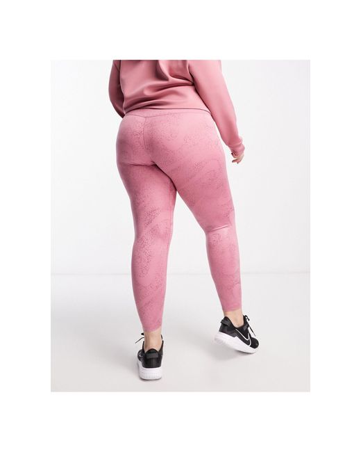 Plus - one - legging à imprimé pailleté en tissu dri-fit Nike en coloris Pink