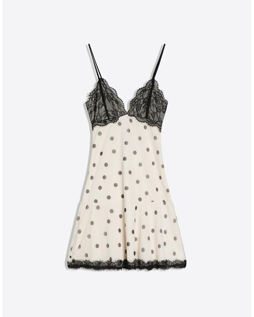 Bershka Black – mini-riemchenkleid aus gemusterter tüll-spitze