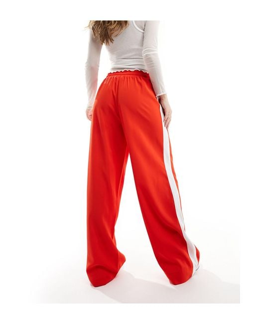 ASOS Red Pull On Pants With Contrast Panel