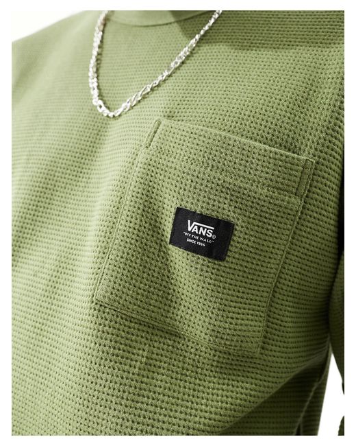 Alder - maglietta a maniche lunghe a nido d'ape di Vans in Green da Uomo