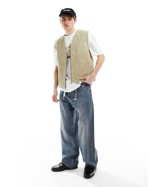 Chaleco Color Tostado Claro De Lona Duck Canvas De -Beis Neutro Dickies de hombre de color White