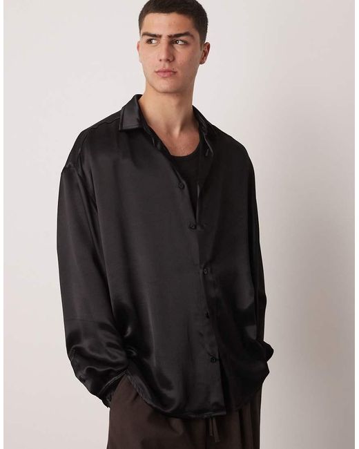 Camicia Oversize Voluminosa Nera di ASOS in Black da Uomo
