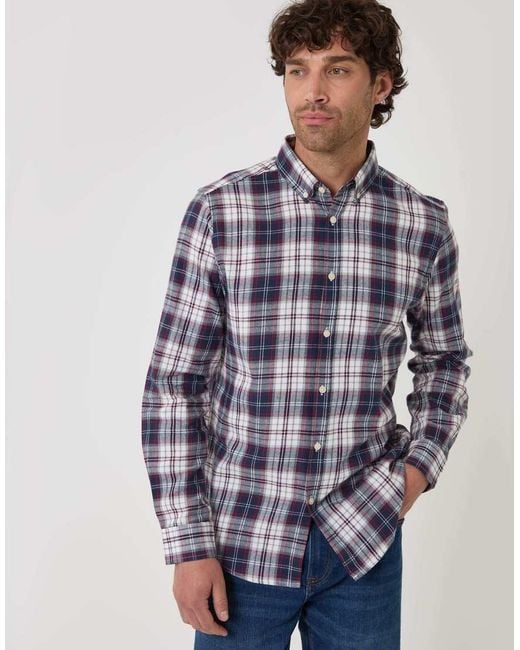 Threadbare Blue Brushed Cotton Flannel Shirt for men