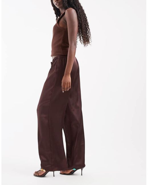 ONLY Red Wide Leg Satin Trousers