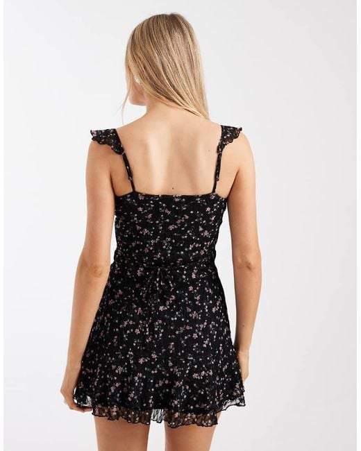 Hollister Black Lace Ruffle Mini Dress