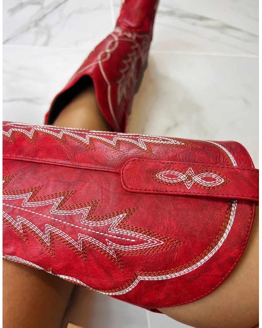 GIA STUDIOS Red Cowboy Western Boots