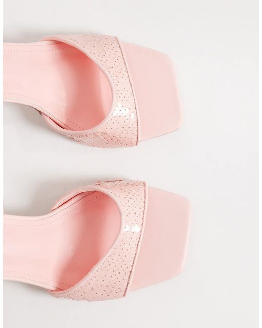 SIMMI Pink Simmi London Wide Fit Cindy Heeled Sandals With Sequins
