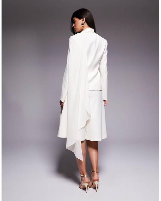 ASOS White Co-Ord Blazer With Scarf Drape Detail