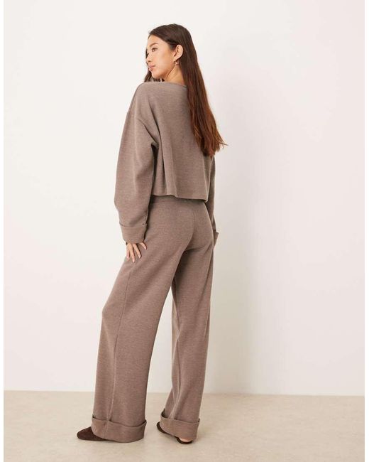 ASOS Zachte Broek Met Wijde Pijpen En Zoom Met Omslag in het Brown
