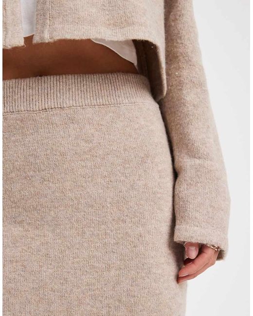 Pieces Natural Knitted Midi Skirt Co-ord