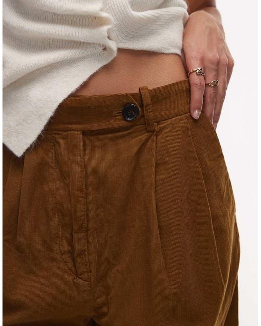 ARKET Brown Pleated Wide Leg Cord Trousers With Tailored Waistband