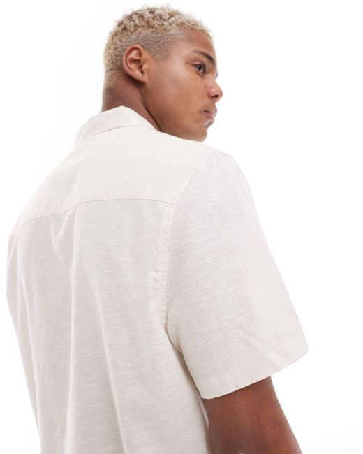 Chemise en lin mélangé habillée coupe classique - écru ASOS pour homme en coloris White