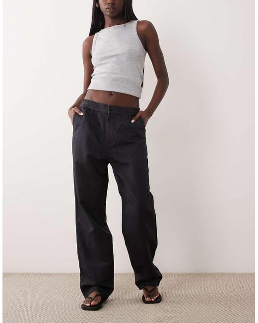 ARKET Black Wide Leg Palazzo Trousers