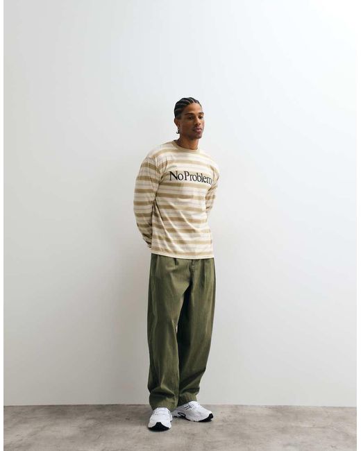 No Problemo Natural Long Sleeve Large Front Logo T-Shirt for men