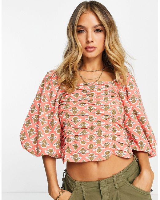 River Island Ruched Tea Blouse in Pink | Lyst Canada