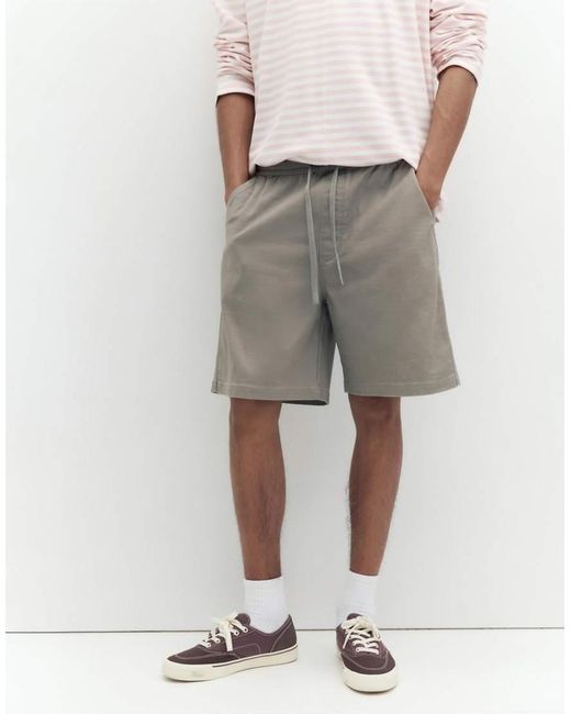 Pull&Bear White Bermuda Shorts With Elastic Waistband for men