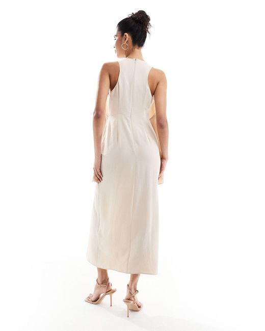ASOS White Wrap Front Drape Waterfall Midi Dress