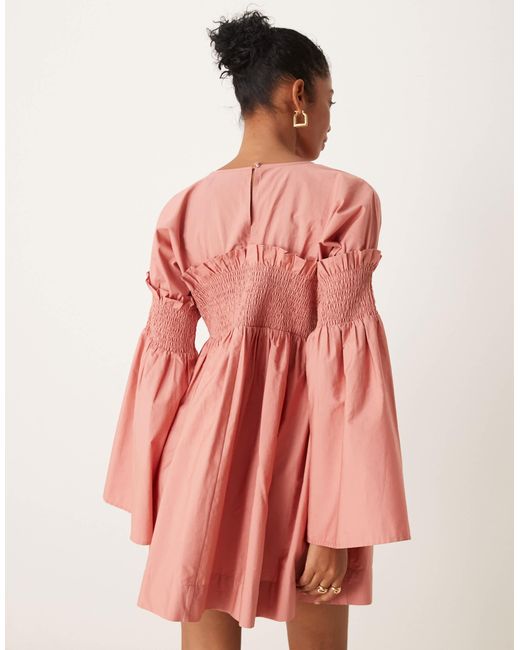 ASOS Red – gesmoktes minikleid aus baumwolle