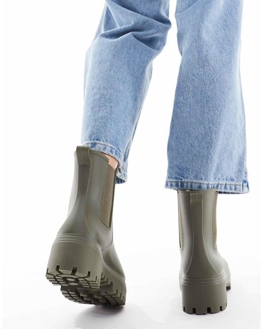 London Rebel Green Phoebe Chunky Chelsea Boots