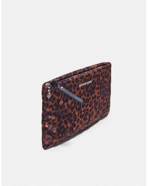 Stradivarius Purple Leopard Print Flat Toiletry Bag