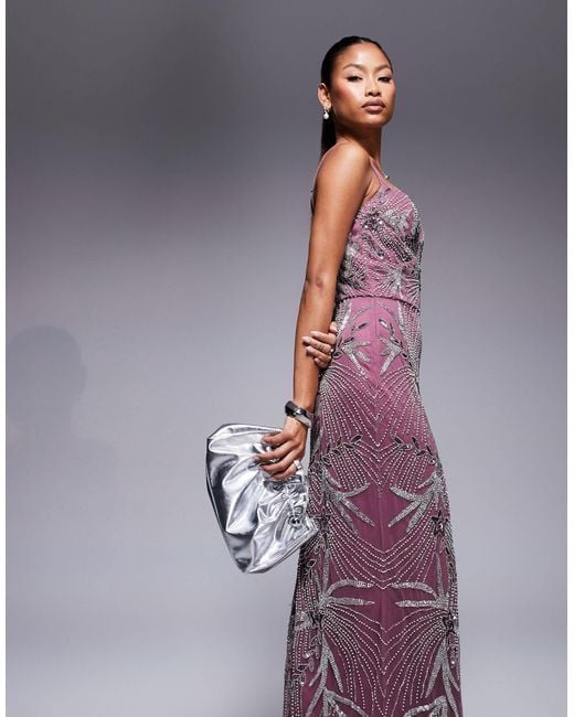 Beauut Purple Embellished Cami Maxi Dress