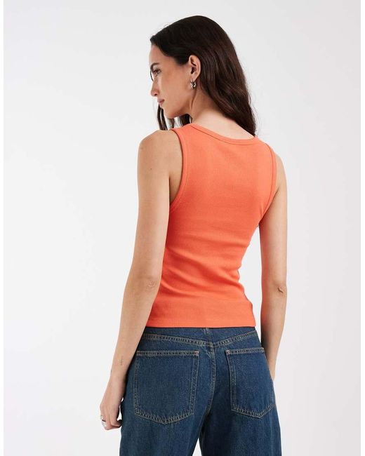 ASOS Orange Thick Binding Rib Scoop Neck Vest