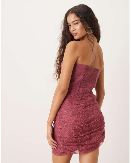 LACE & BEADS Red Heart Corset Lace Mini Dress