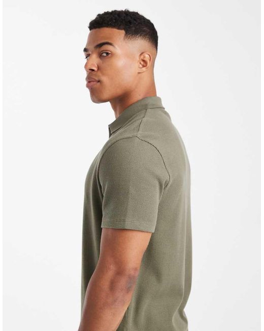 ASOS Gray Regular Fit Zip Polo for men