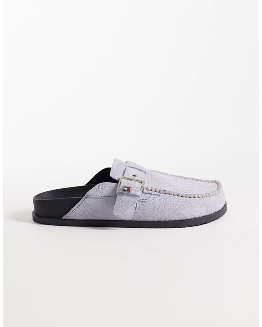 Tommy Hilfiger Gray Real Suede Mule Flats