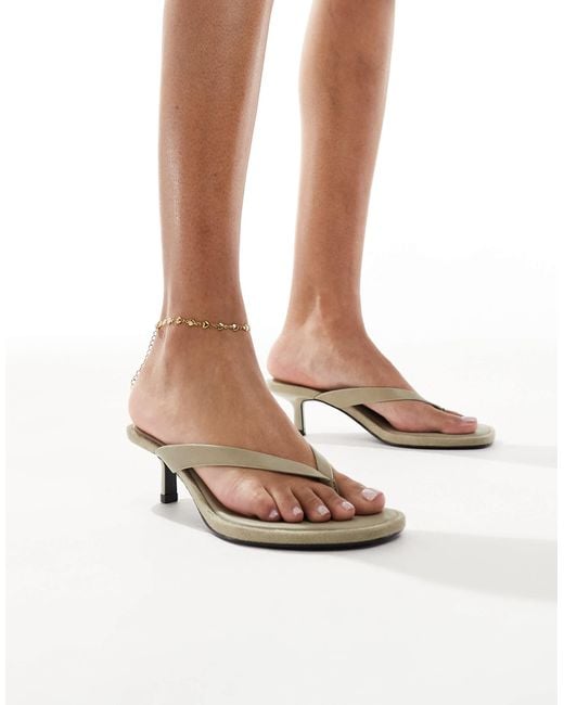 Bershka White Heeled Flip Flops