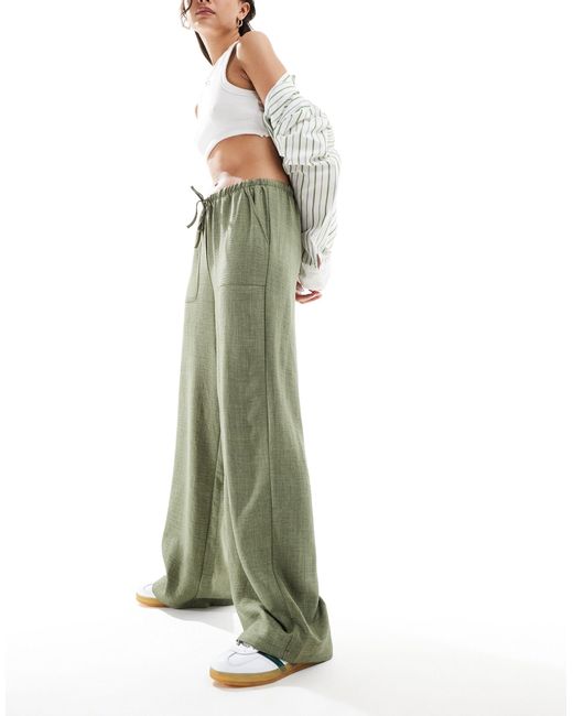 Pantalon ample facile à enfiler à taille nouée - kaki Vero Moda en coloris Green