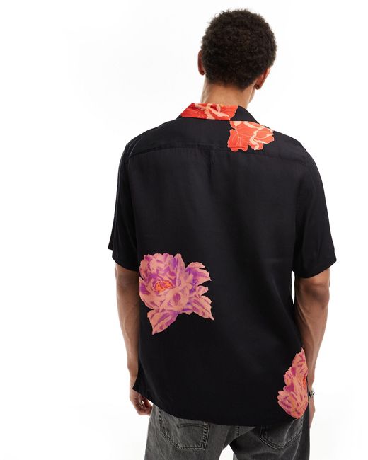 Roze - camicia a maniche corte nera a fiori di AllSaints in Red da Uomo