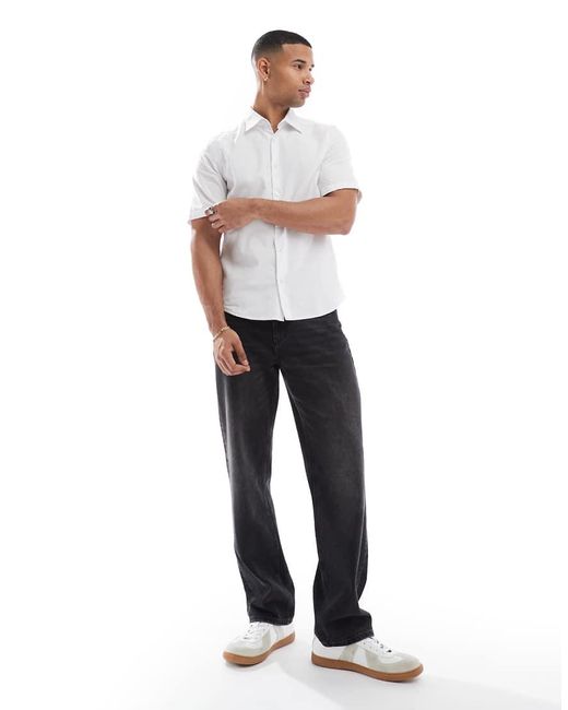 Boss White Rash_2 Short Sleeve Oxford Shirt for men