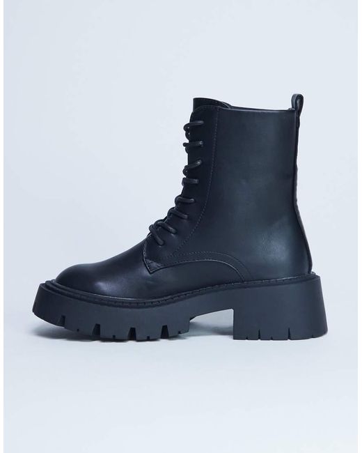TOPSHOP Blue Lawrence Chunky Lace Up Boots