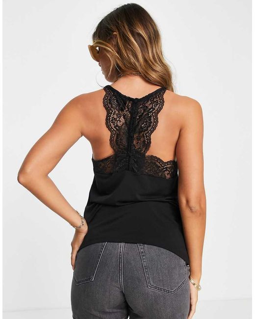 Vero Moda Black Lace Trim Cami Top