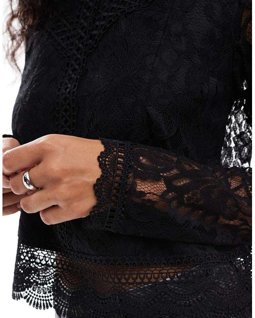ONLY Black High Neck Lace Top