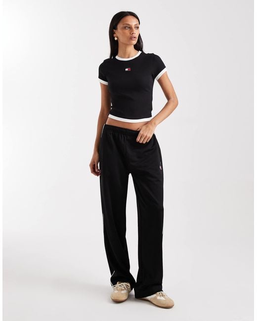 Tommy Hilfiger Black Slim Rib Ringer T-shirt