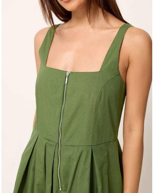 PixieGirl Green Petite Pleated Midi Dress