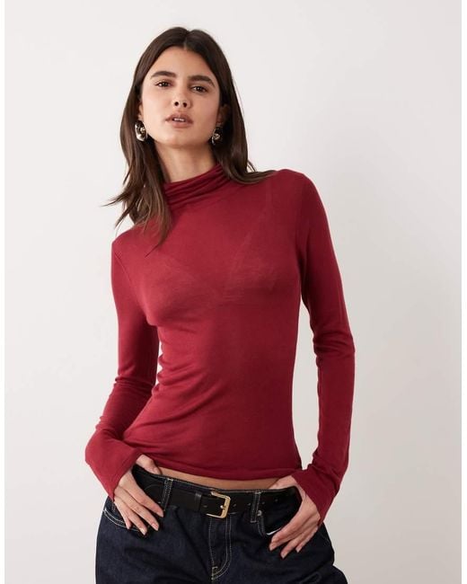 ASOS Red Sheer Roll Neck