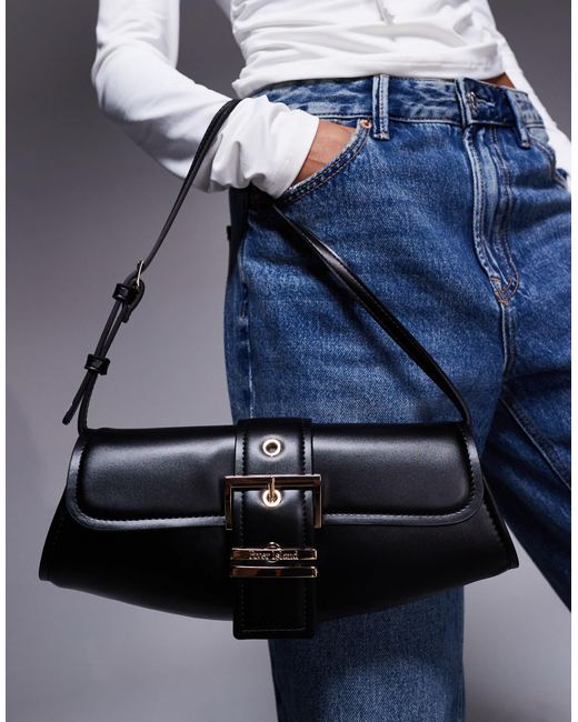 River Island Gray Buckle Front Shoulder Bag