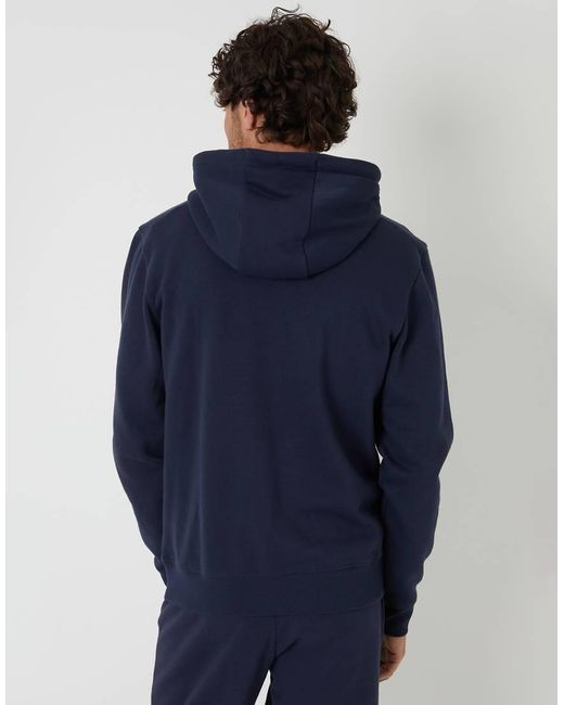 Threadbare Blue Cotton Blend Pullover Hoody for men